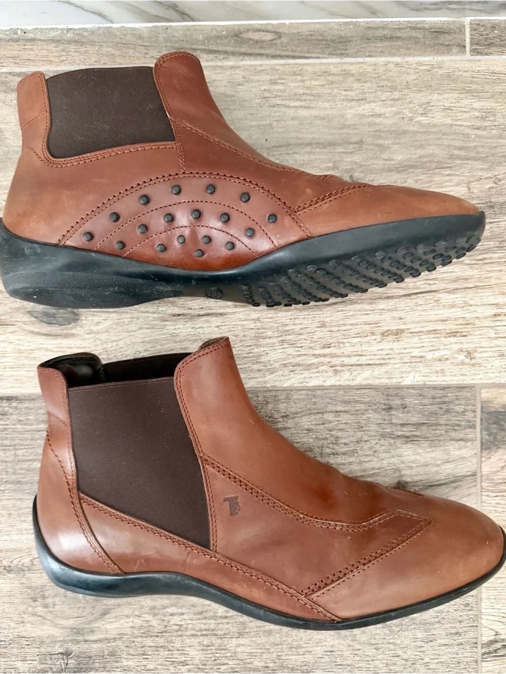 Tod's Men's Tan Leather Chukka Driving Boots Sz 10